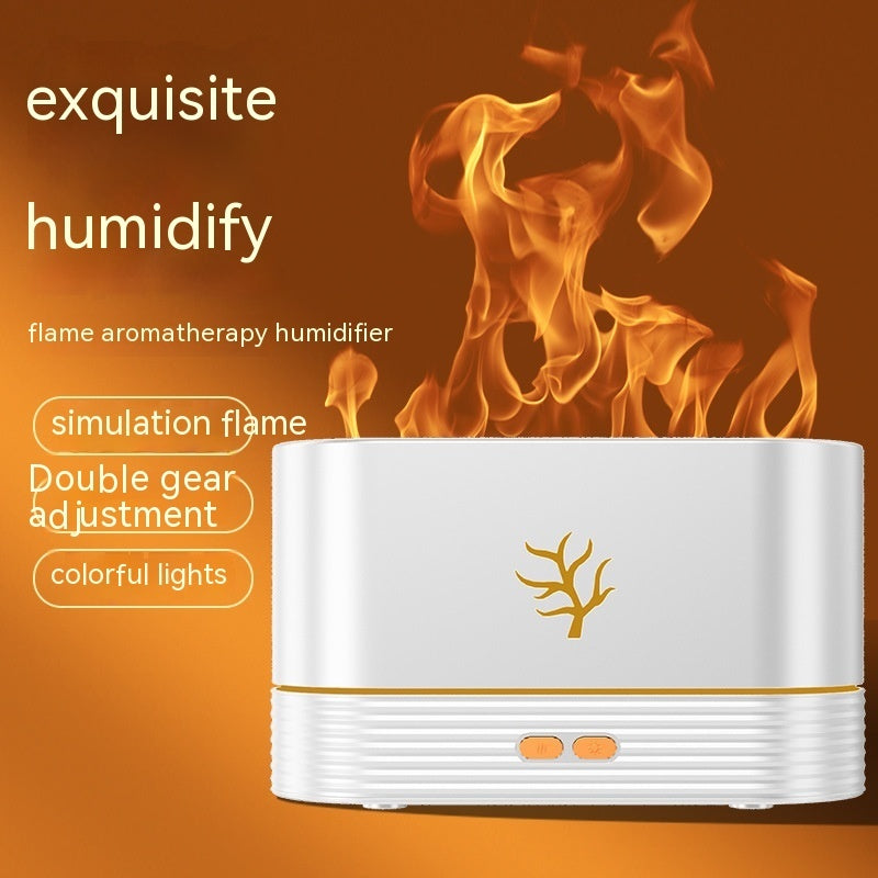 Flame Humidifier USB Smart Timing LED Electric Aroma Diffuser Home Decor DealSniper.net White