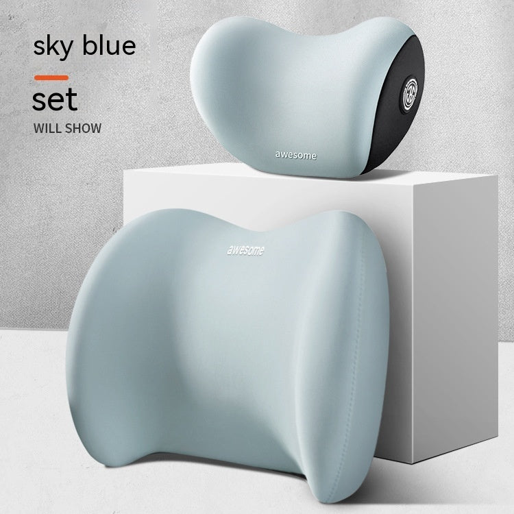 Car Neck Support Seat Pillow Vehicle DealSniper.net Sky Blue Headrest plus lumbar support