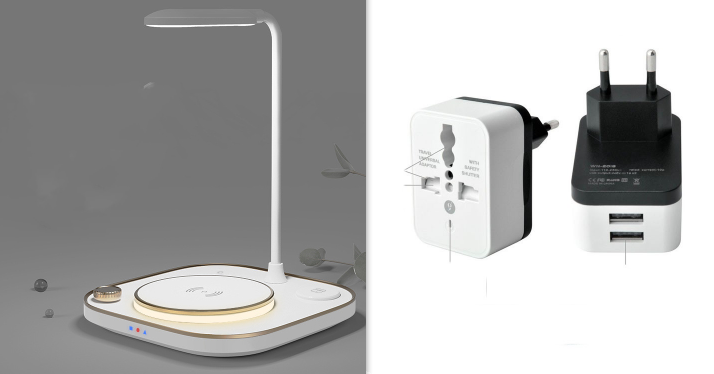 New Three-in-one Wireless Magnetic Charger 15W Fast Charging Desk Lamp Suitable Deals DealSniper.net White Desk lamp EU Adapter