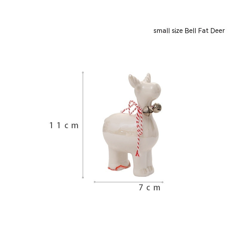 Christmas Decoration Children's Gift Luminescent Lamp Holidays dealsniper-net Small Size Fat Elk Ceramic