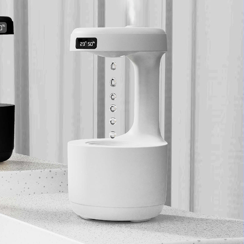 Bedroom Anti-Gravity Humidifier With Clock Water Drop House DealSniper.net White USB