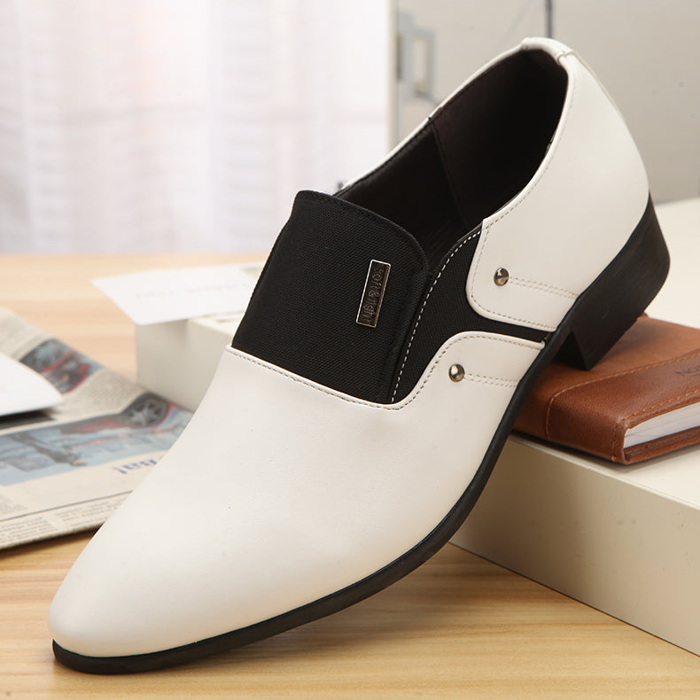 Mens Fashion Casual Pointed Toe Leather Shoes Men DealSniper.net White 38