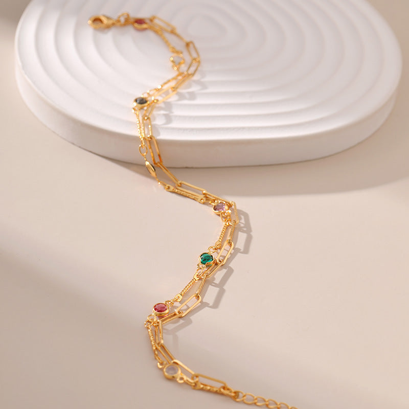 Gold Multilayer Simplicity Chain Brass Plated 18K Real Gold Anklet Jewelry DealSniper.net