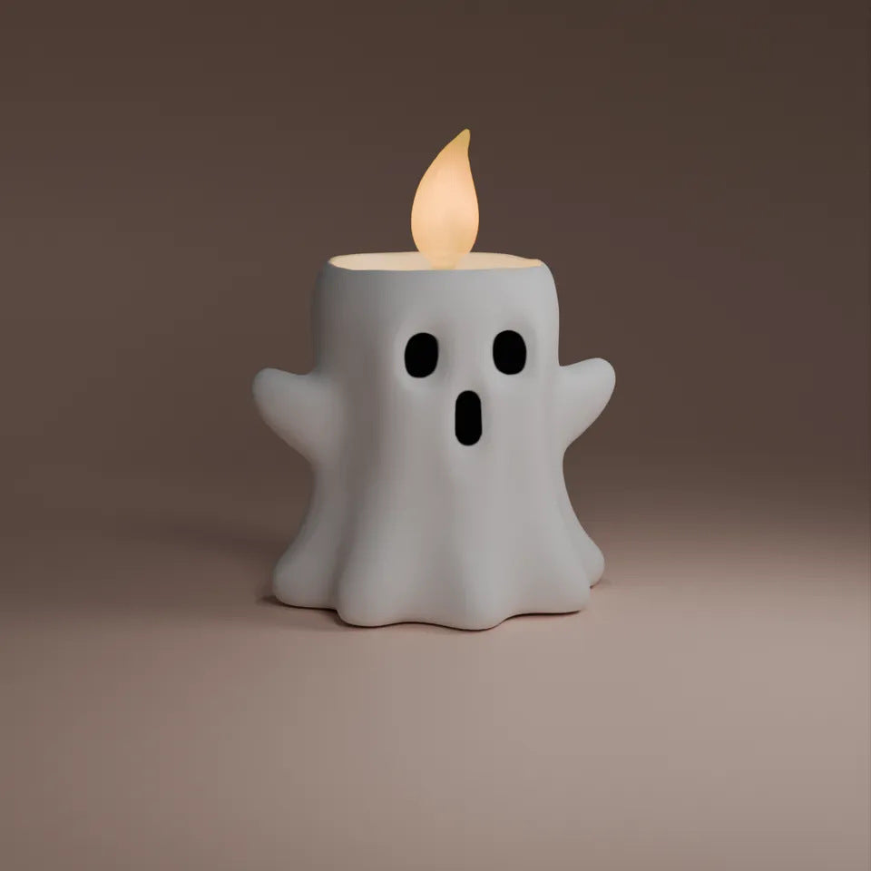 Ghost Candlestick Resin Craft Ornament Halloween Decorations Holidays DealSniper.net Ghost Electronic Candle