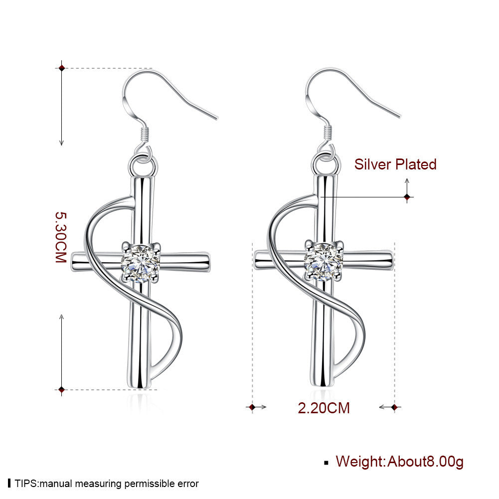 New Cross-border Popular Elongated Cross Earrings Jewelry DealSniper.net