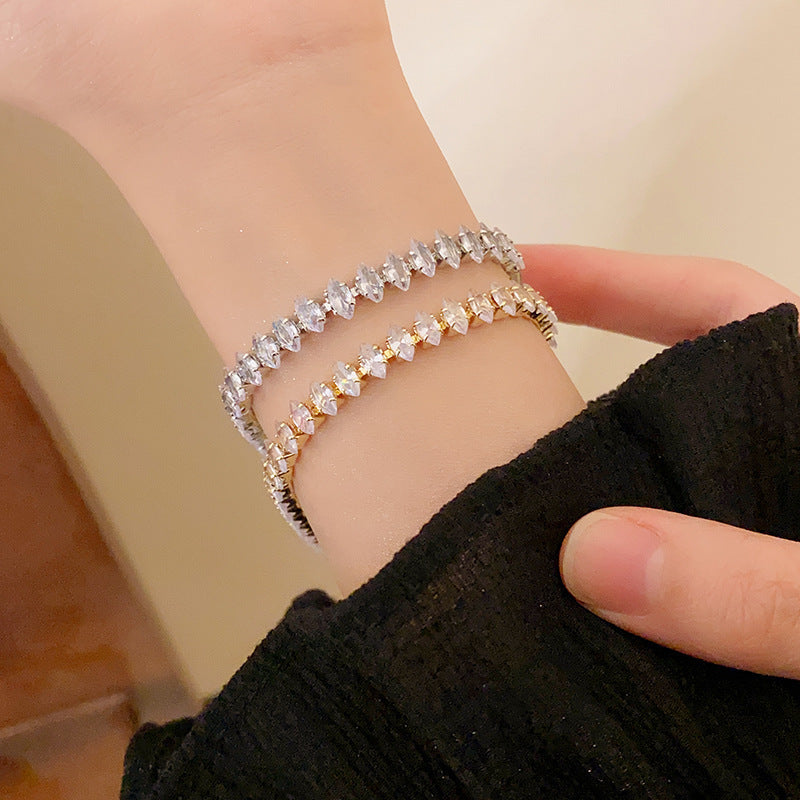 Fashion Jewelry Zircon Geometric Square Bracelet Jewelry DealSniper.net 9742 Silver