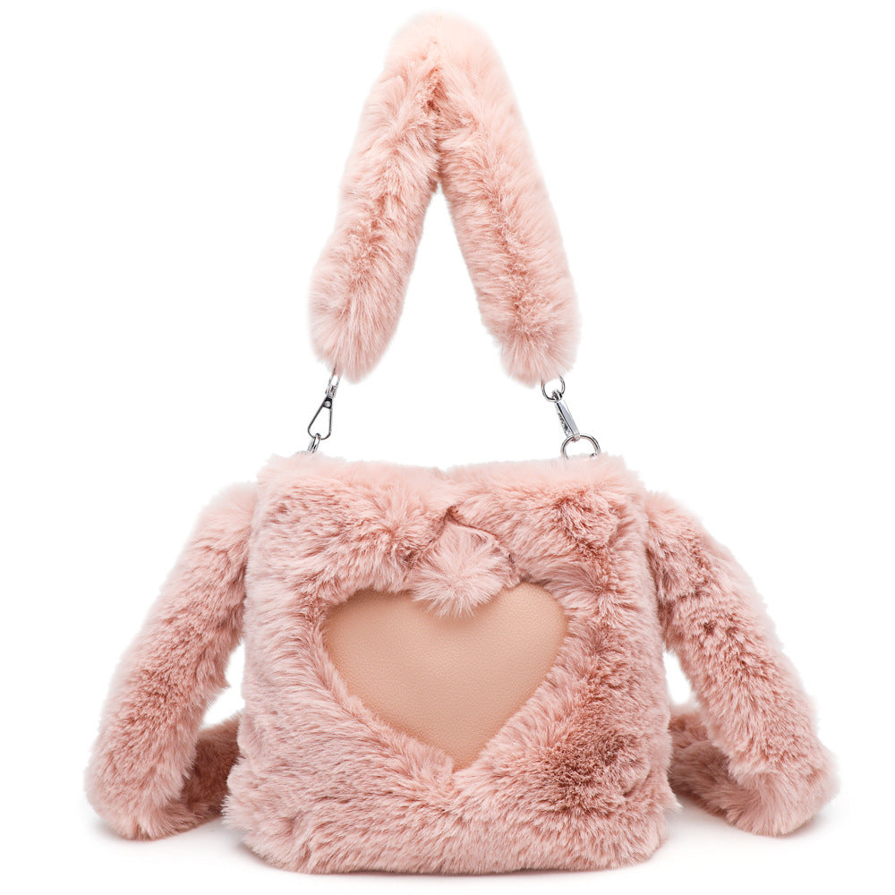Women Fluffy Shoulder Bag Top-handle Bag Handbag Women DealSniper.net Pink 22x22x4CM