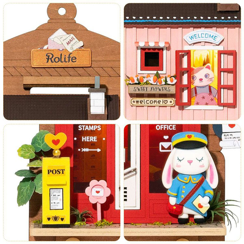 Robotime Rolife Wall Hanging Decoration Love Post Office Stylish Home Deco Kids Girls Miniature House Kits DS019 DS022 Kids dealsniper-net