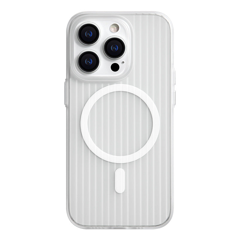 Applicable To Iphone15promax Phone Case Skin-sensitive Striped Electronics DealSniper.net Matte White Magnet IPhone 16 Pro