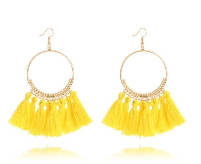 Big Round Drop Dangle Earrings Jewelry DealSniper.net Yellow
