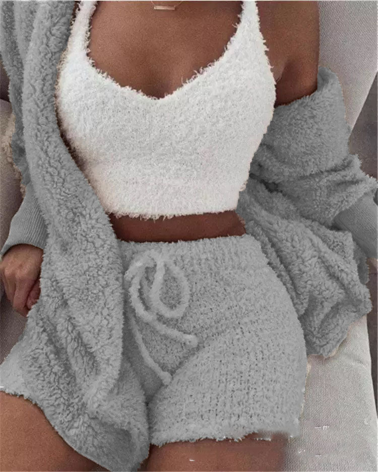 3 Pieces Of Fashionable Ladies Plush Home Clothes Women DealSniper.net