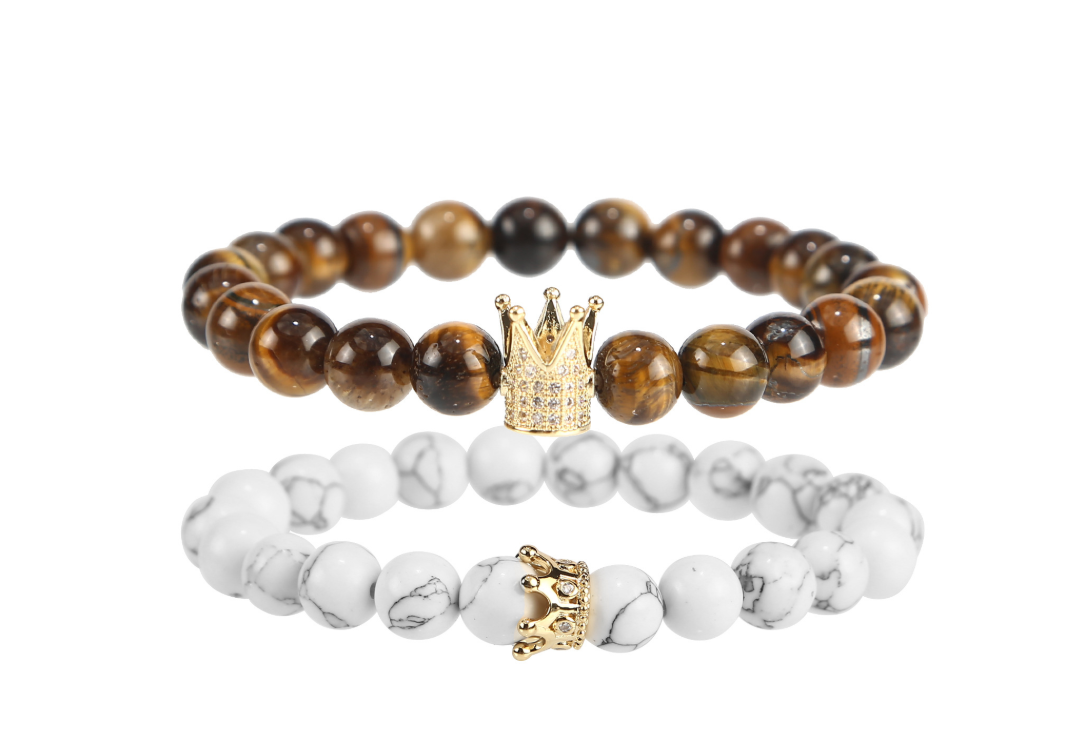 Micro inlaid zircon crown bracelet volcanic stone white turquoise bracelet Jewelry DealSniper.net C