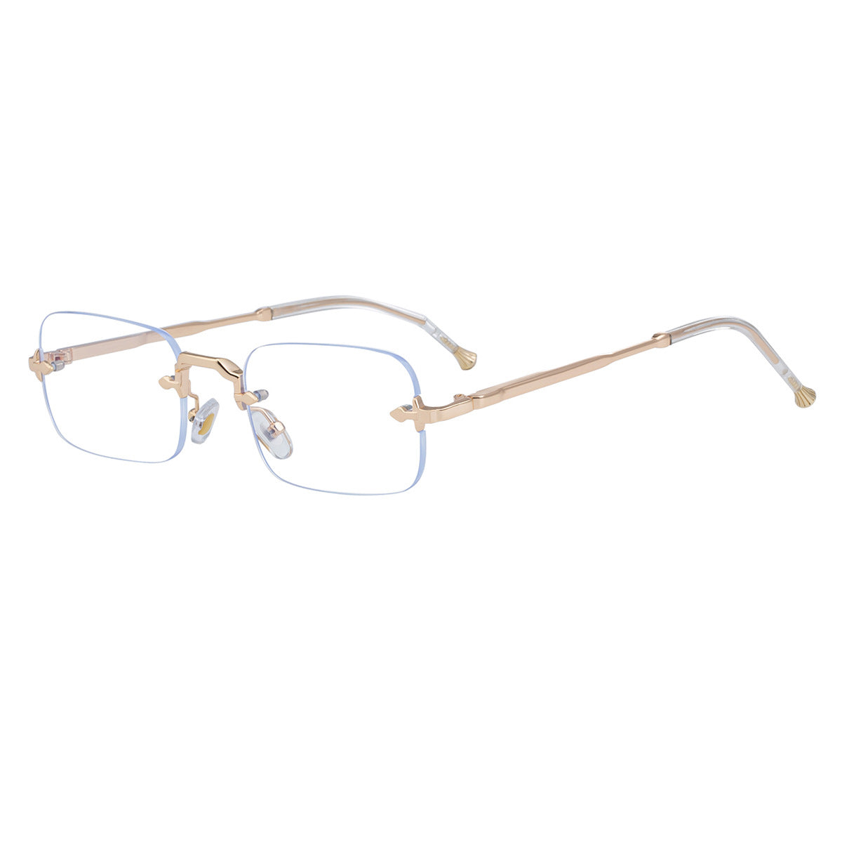 New Style Frameless Metal Temple Sunglasses For Men And Women Men Gym From House C7 gold white flat outer blue