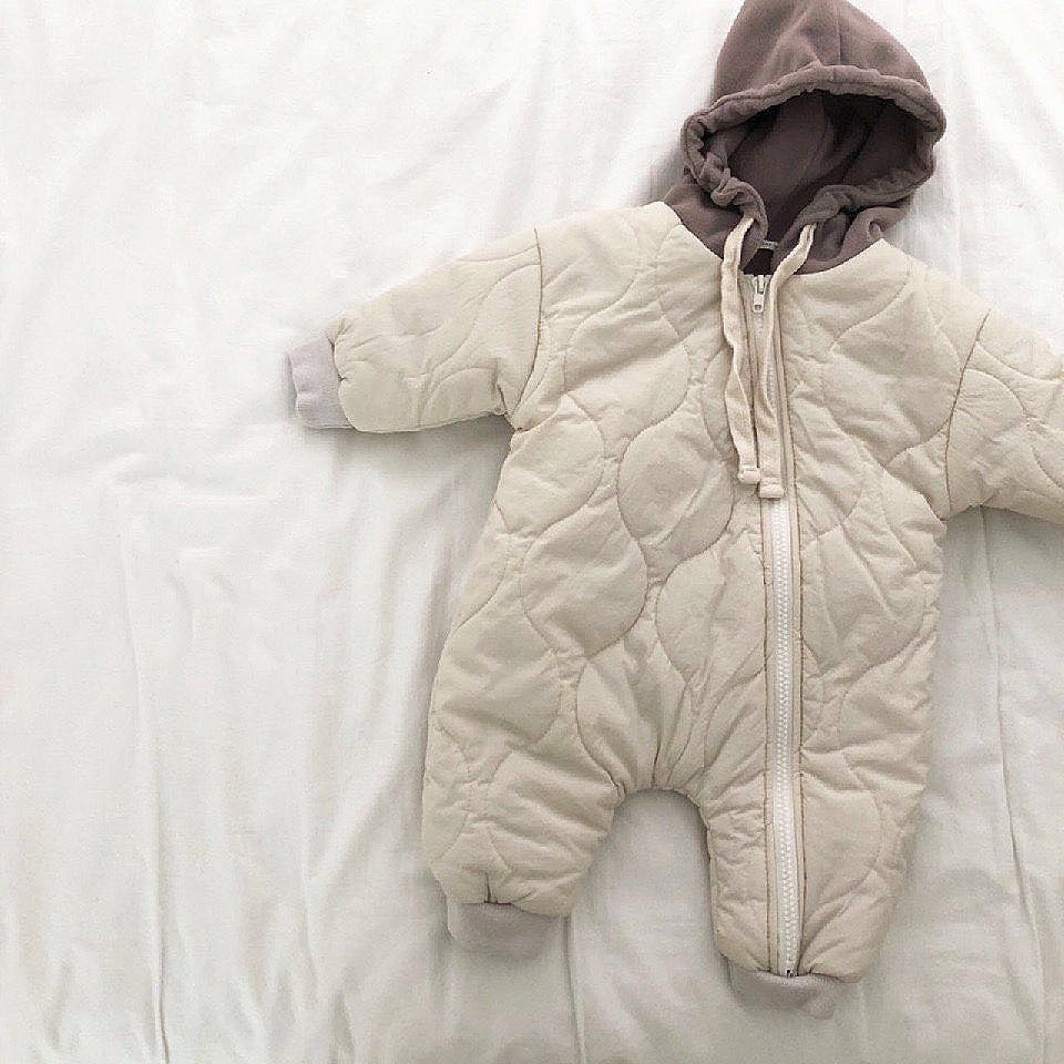 Baby Padded Quilted Kumpsuit Outing Clothes Kids DealSniper.net Beige 66cm