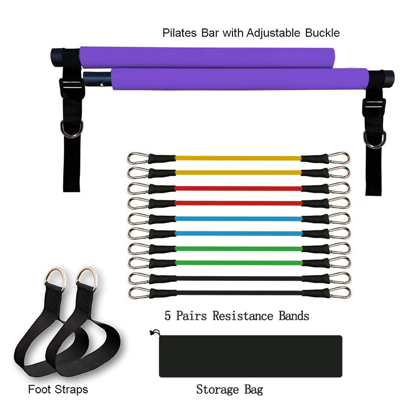 Fitness Yoga Pilates Bar Portable Gym Accessories Sport Elastic Sports DealSniper.net Purple