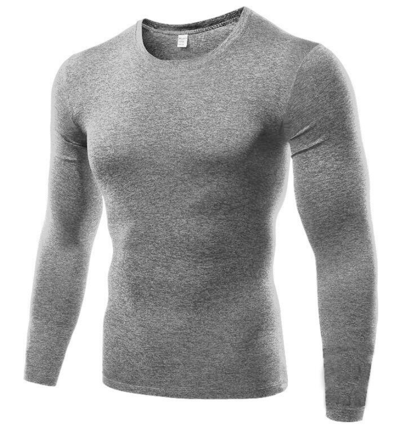 Men's Blank Long Sleeve Compression Top Men DealSniper.net Gray M
