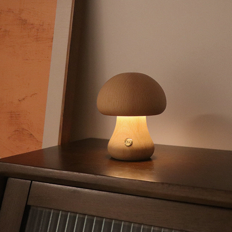INS Wooden Cute Mushroom LED Night Light Home Decor DealSniper.net C Beech 2.4W
