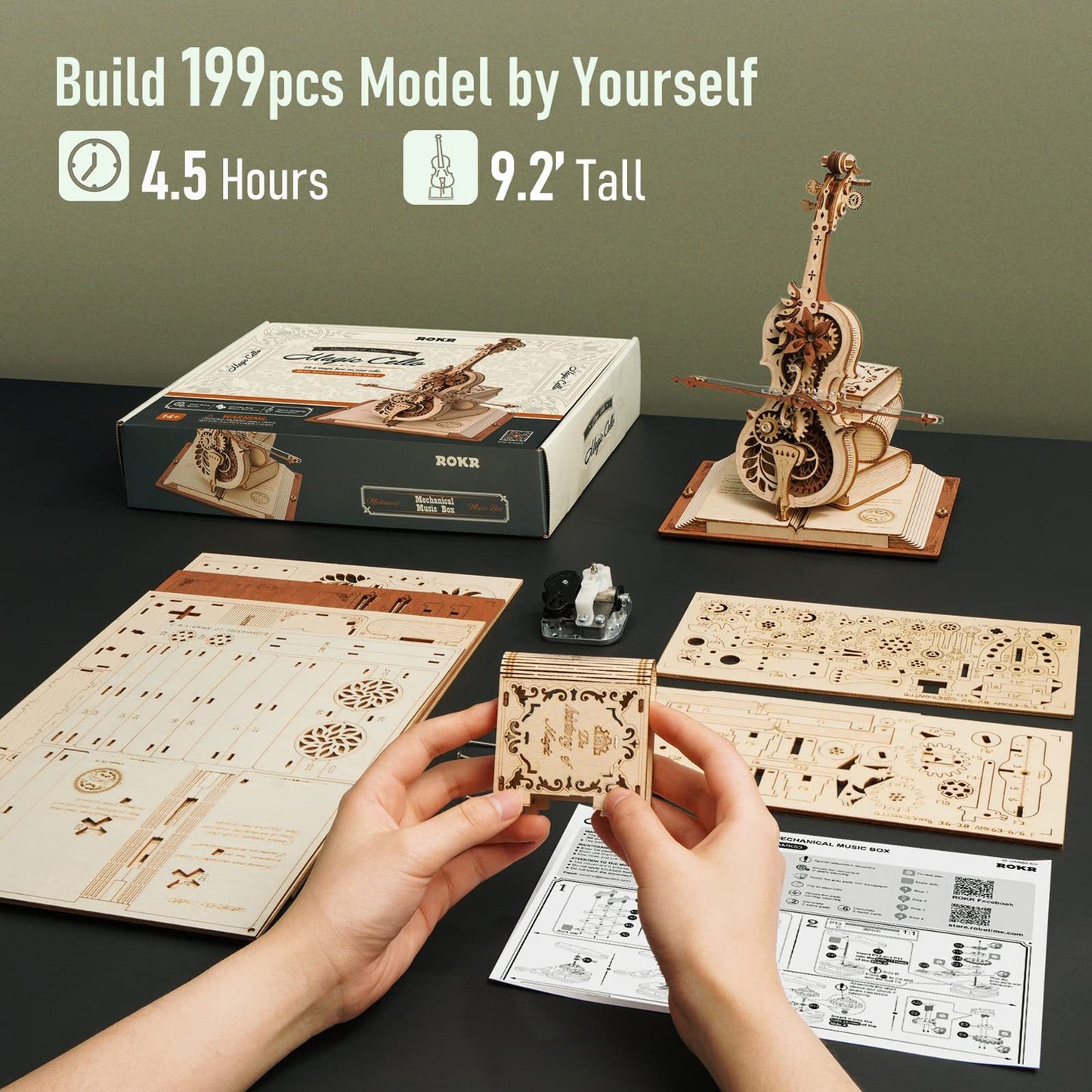 Magic Cello Mechanical Music Box Moveable Stem Funny Toys Kids DealSniper.net