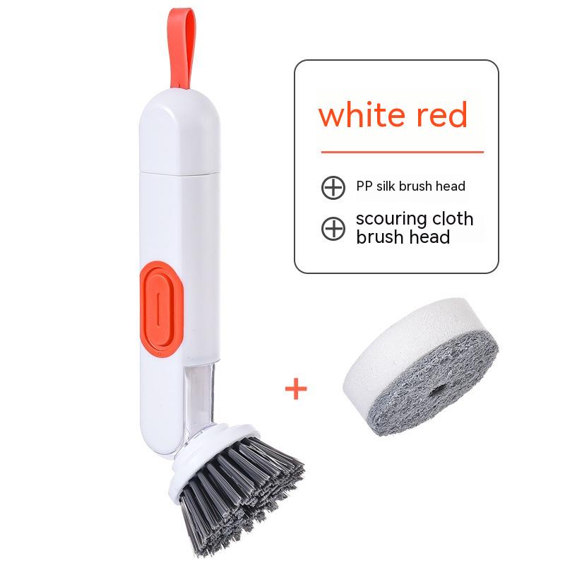 Multi-Functional Long-Handle Liquid-Filled Cleaning Brush Pets DealSniper.net White And Red