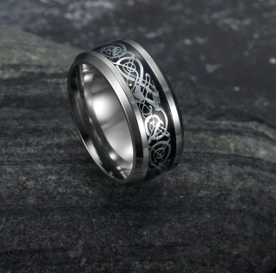 Asgard Crafted Basilisk Scale Wedding Ring Jewelry DealSniper.net Silver Black 10