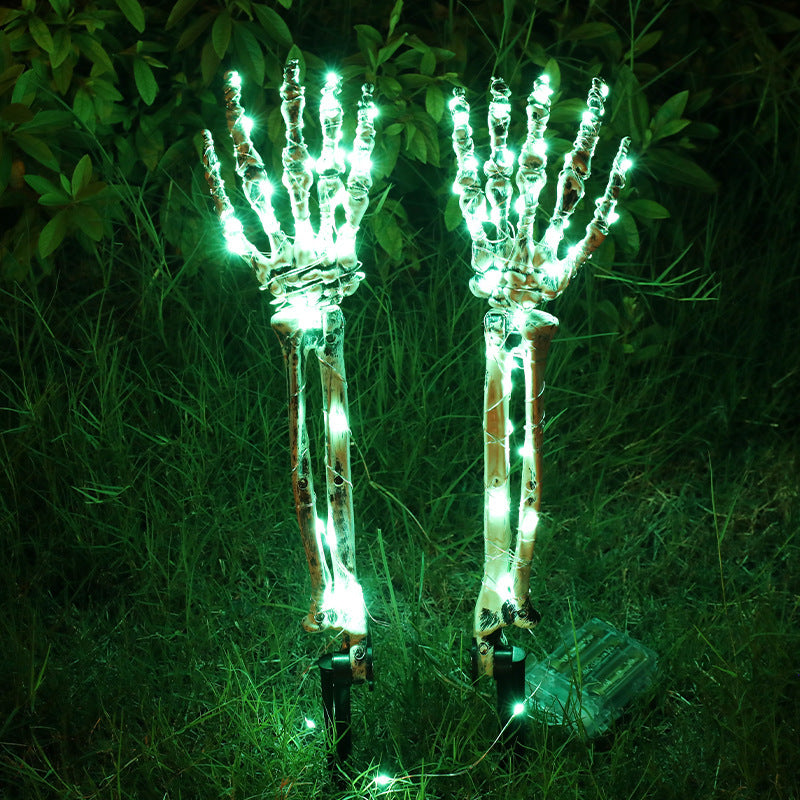 Halloween LED Light Up Skeleton Arm Hand Halloween Party Outdoor Garden DealSniper.net Green Left And Right Hand