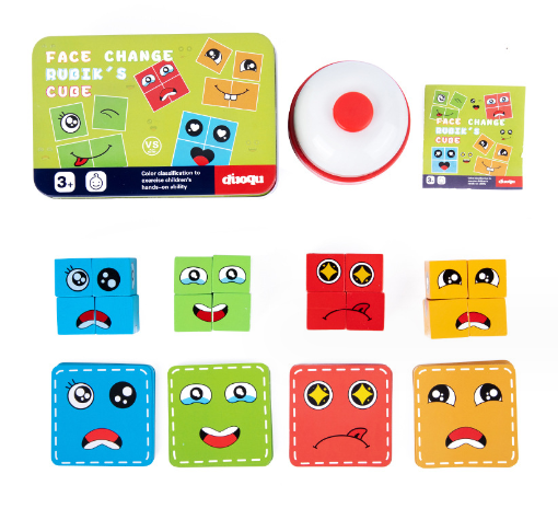 Wooden Expressions Toy Wooden Magic Cube Face Pattern Building Blocks Deals DealSniper.net With answering bell
