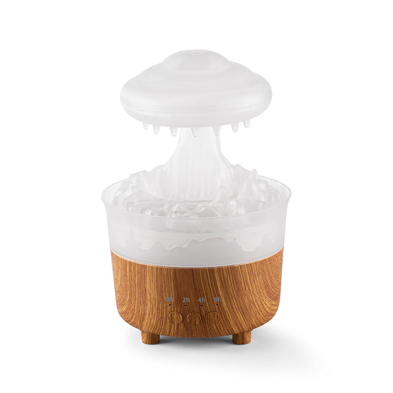Rain Cloud Night Light Humidifier With Raining Water Drop Sound House DealSniper.net Wood Grain White American Standard