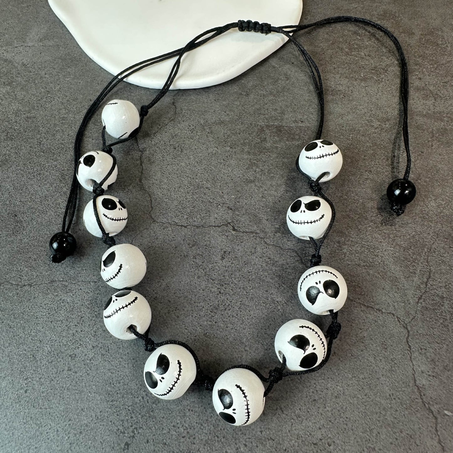 Personalized Halloween Earrings Necklace Wooden Bead Jewelry dealsniper-net Ghost Face Necklace