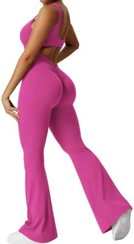 Women Sleeveless Flare Jumpsuits Fitness Yoga Long Pants Women DealSniper.net