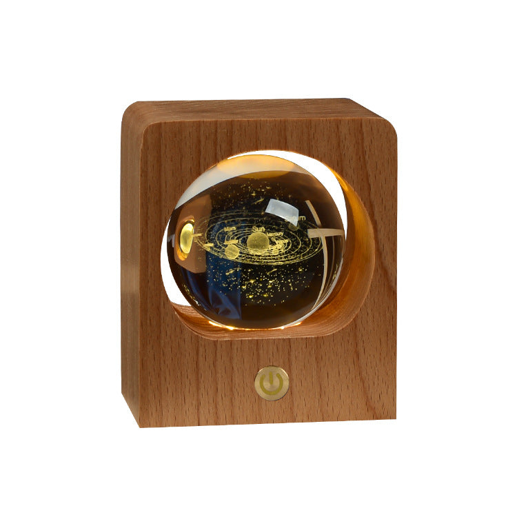 Beech Crystal Ball Night Light 3D Laser Engraving Elk Jellyfish LED Nightlights USB Dimmable Lamp For Bedroom Decoration Gifts Home Decor Home Decor DealSniper.net