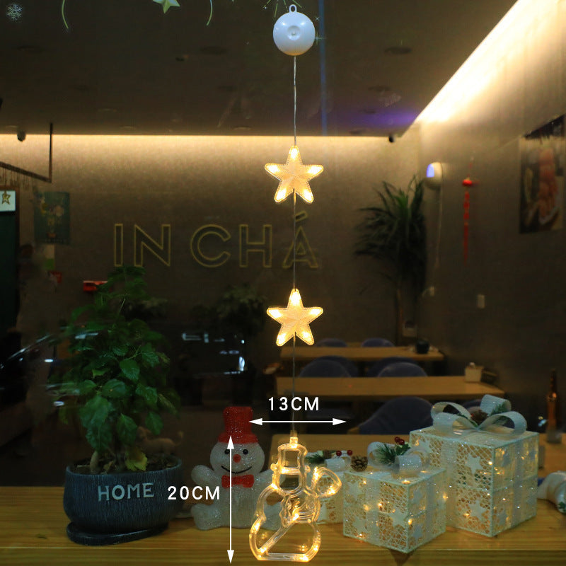 Christmas 3pcs LED Light Star Xmas Tree Hanging Sucker Lamp Window Ornaments Decoration For Home Xmas Navidad 2023 New Year Decor Christmas Decorations Holidays DealSniper.net Three Pendants Snowman