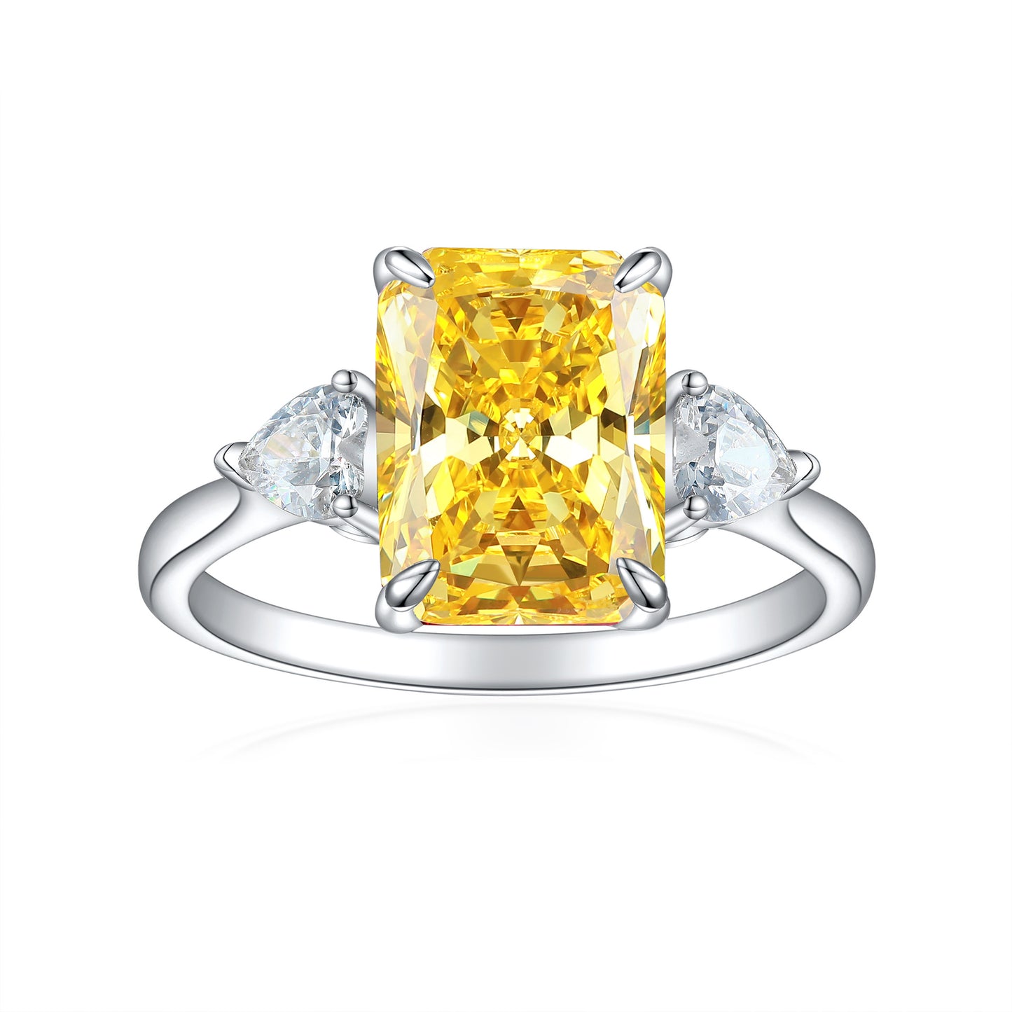 S925 Colorful Rectangular Rhinestone Ring Ins Fashion Jewelry DealSniper.net Yellow US Size 10