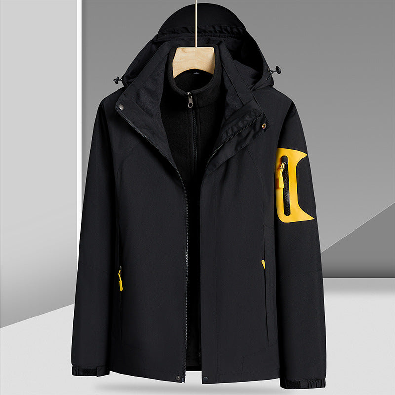 Three-in-one Removable Liner With Velvet Thickening Windproof Waterproof Jacket Men DealSniper.net