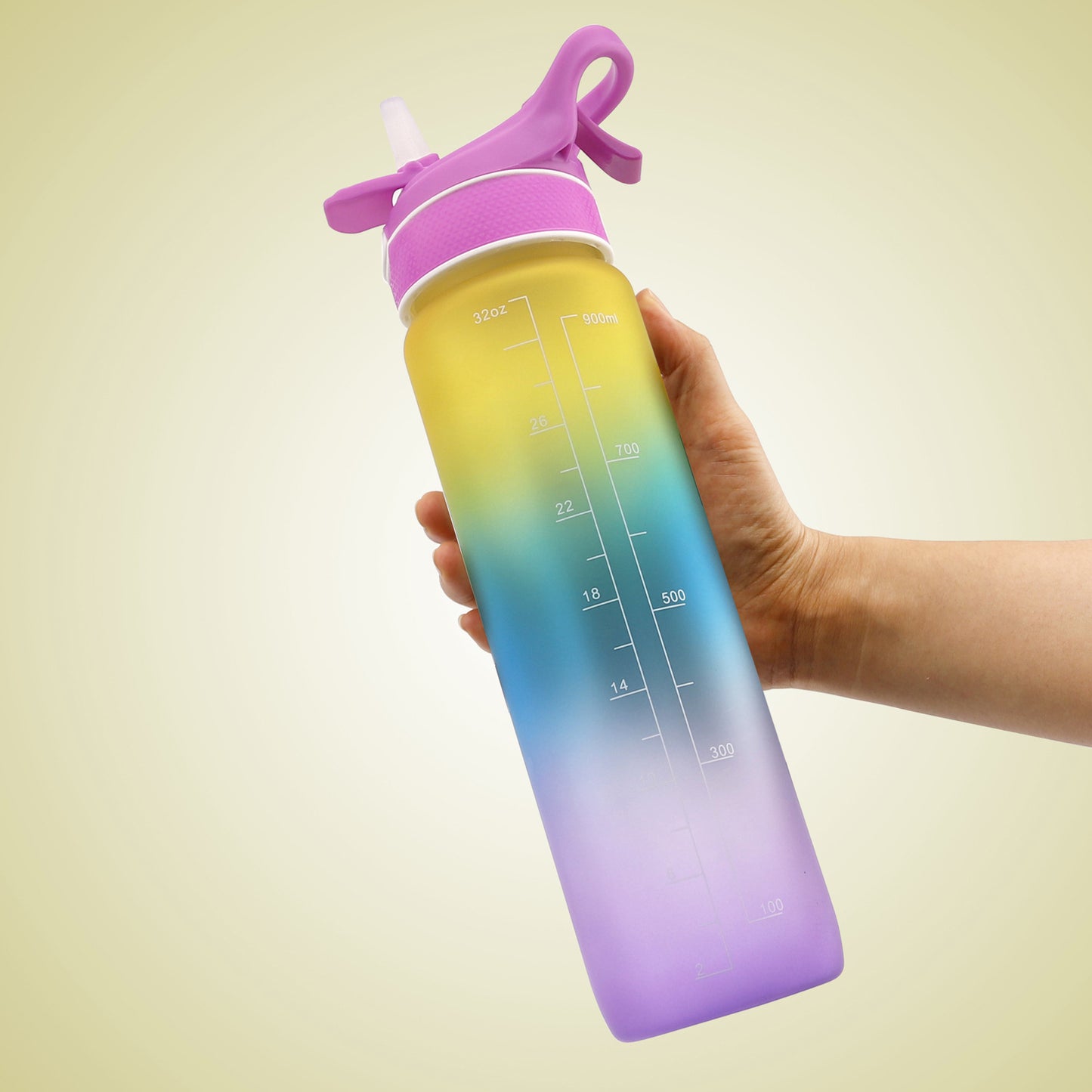 1000ML Plastic Spray Water Bottle Scrub Bounce Cover Straw Sports DealSniper.net Yellow Blue Purple 1000ml