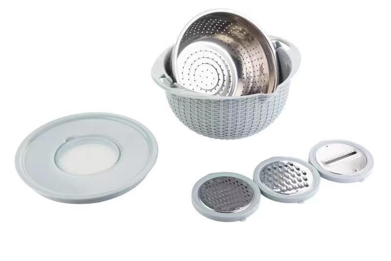Kitchen Fruit Tray Removable Double Layer Fruit And Vegetable Kitchen dealsniper-net Nordic Blue