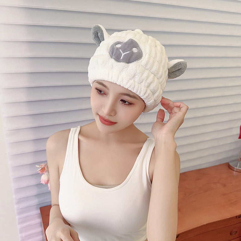 Parent-child Coral Velvet Embroidered Shower Cap Kids DealSniper.net White 20x20cm