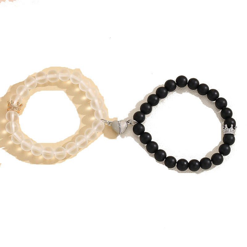 Fashion Jewelry 2pcs Handmade Crown Beaded Charms Bracelet Jewelry DealSniper.net