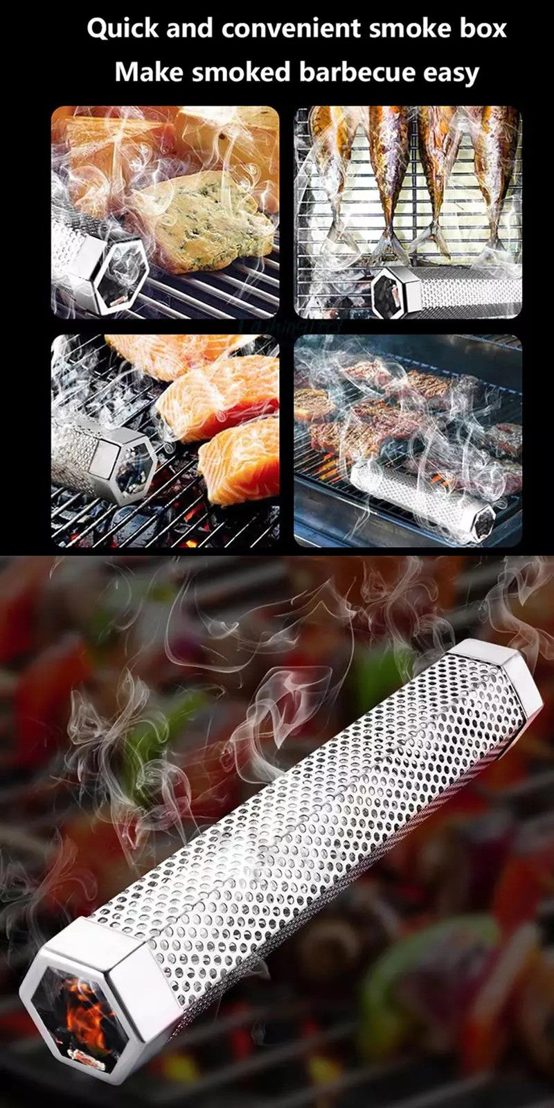 Stainless Steel Smoke Pipe Barbecue Charcoal Barbecue Plate Rack Accessories Outdoor DealSniper.net