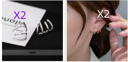 S925 Silver Needle Four-prong Zircon Inlaid Earrings Jewelry DealSniper.net Silver 2pcs and gold 2pcs