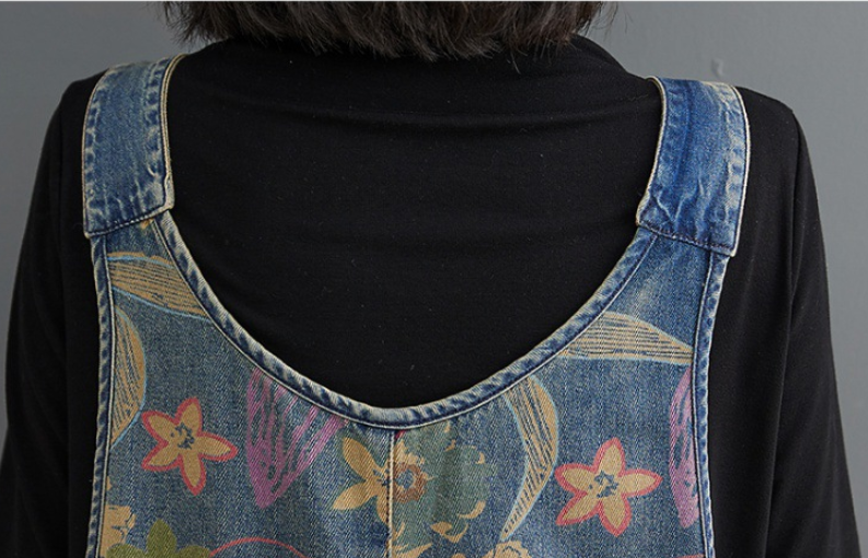Loose Retro Casual Stitching Denim Strap Women DealSniper.net