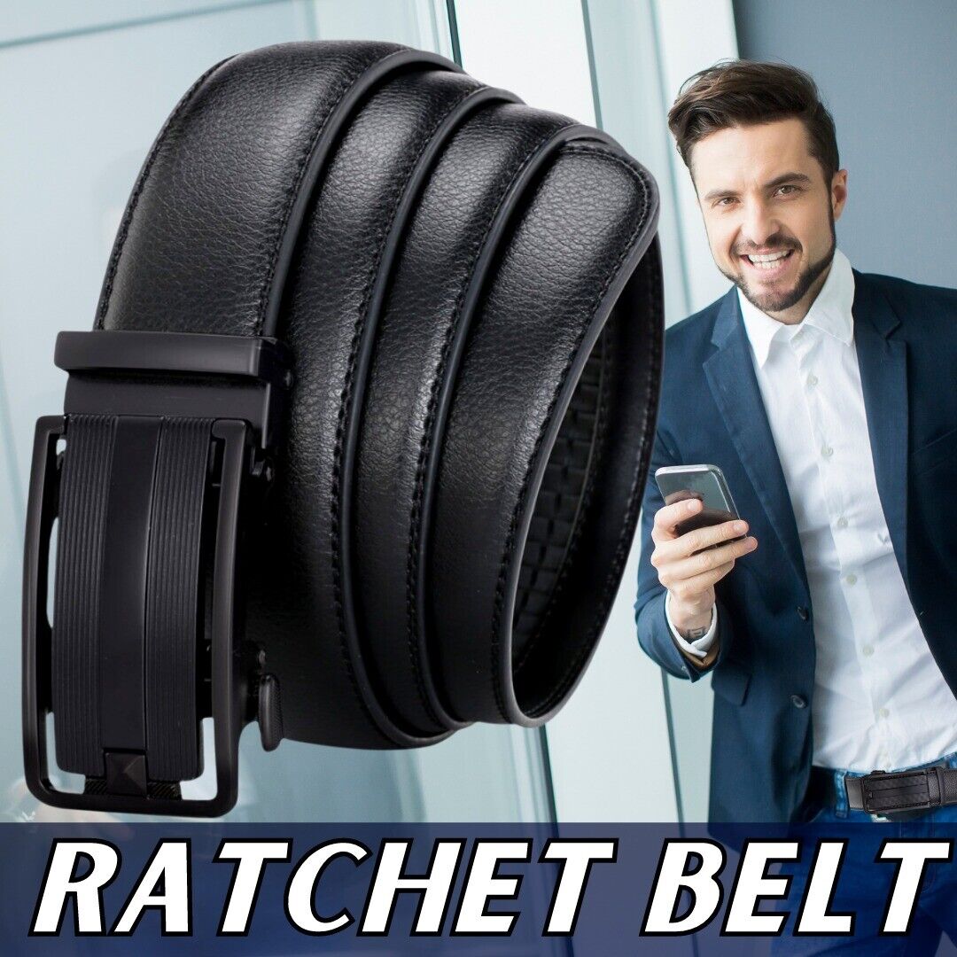 Men's Ratchet Belt Leather Mens Belt With Slide Buckle Ratchet Belts For Men USA Men DealSniper.net