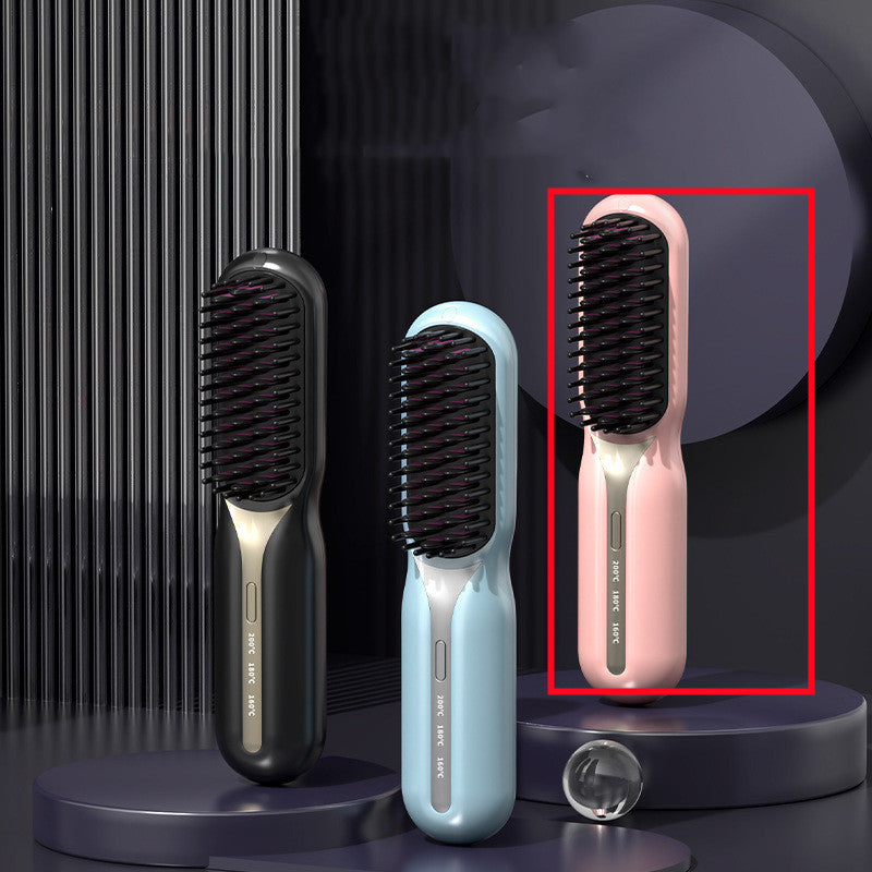 Home Straight Comb Wireless Charging Hair Straighteners Beauty DealSniper.net 5W English Version Pink