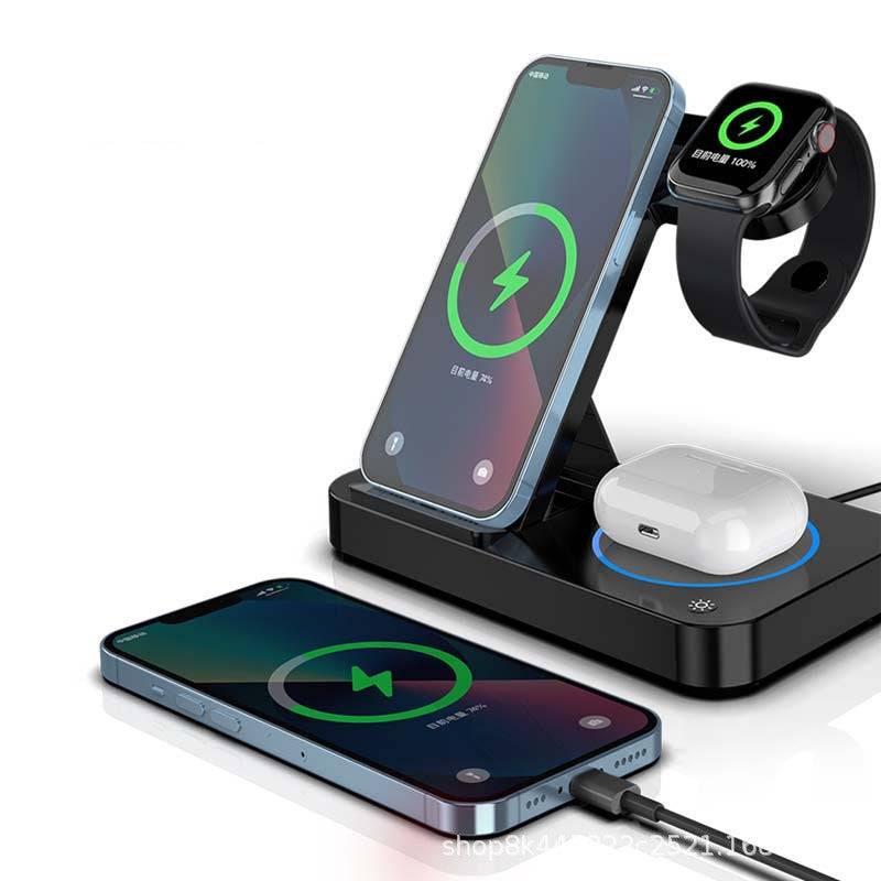 Folding Three-in-one Wireless Charging Stand Electronics DealSniper.net