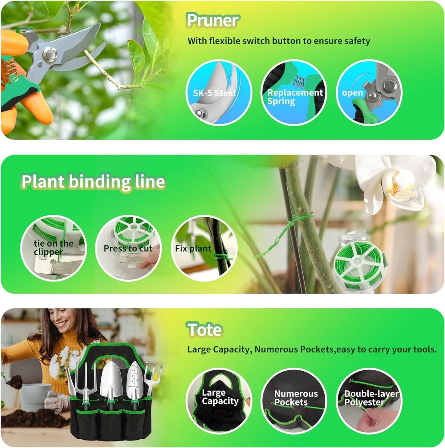Heavy Duty Garden Tools 9Pieces Set Rust Proof Garden DealSniper.net