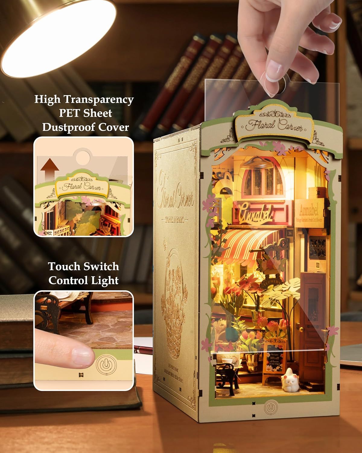 Rolife Floral Corner DIY Book Nook Shelf Insert Kit Kids DealSniper.net