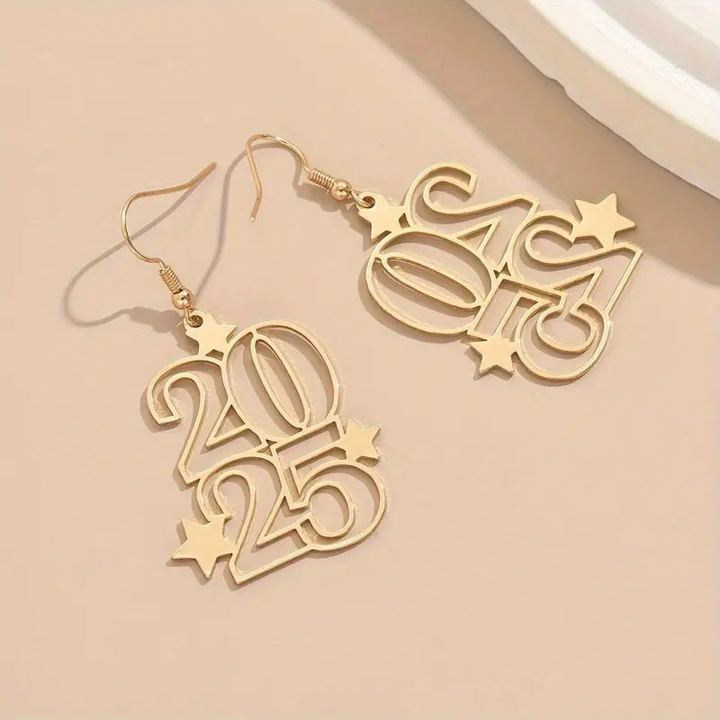 New Creative Gloden Number Dangle Earrings Jewelry DealSniper.net