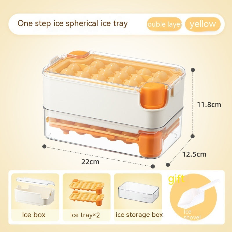 Ice Cube Mold Household Ice Hockey Storage Box Kitchen DealSniper.net Yellow Double Layer