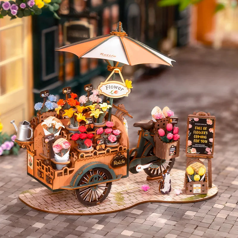 Rolife New Wooden Puzzle Blossom Cart Building Toys Kids DealSniper.net