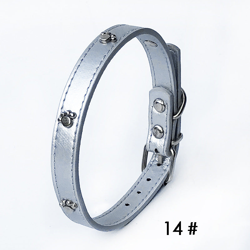 Pack Of 10 1.5 Leather Collars Dog Collars PU Collars Pets dealsniper-net Silver 10PCS