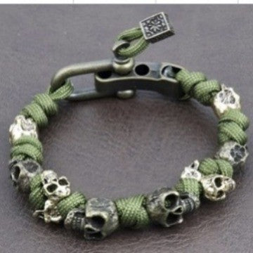 Halloween Jewelry Skull Premium Paracord Bracelet Stylish Skull Jewelry null Green Rope